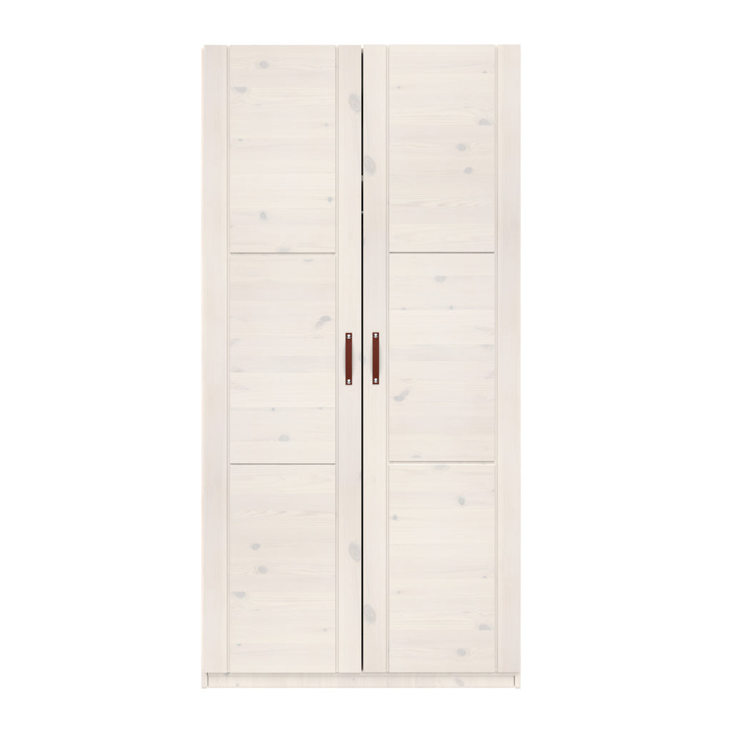 WARDROBE 100 CM / 2 DOORS + RAIL -WhiteWash 