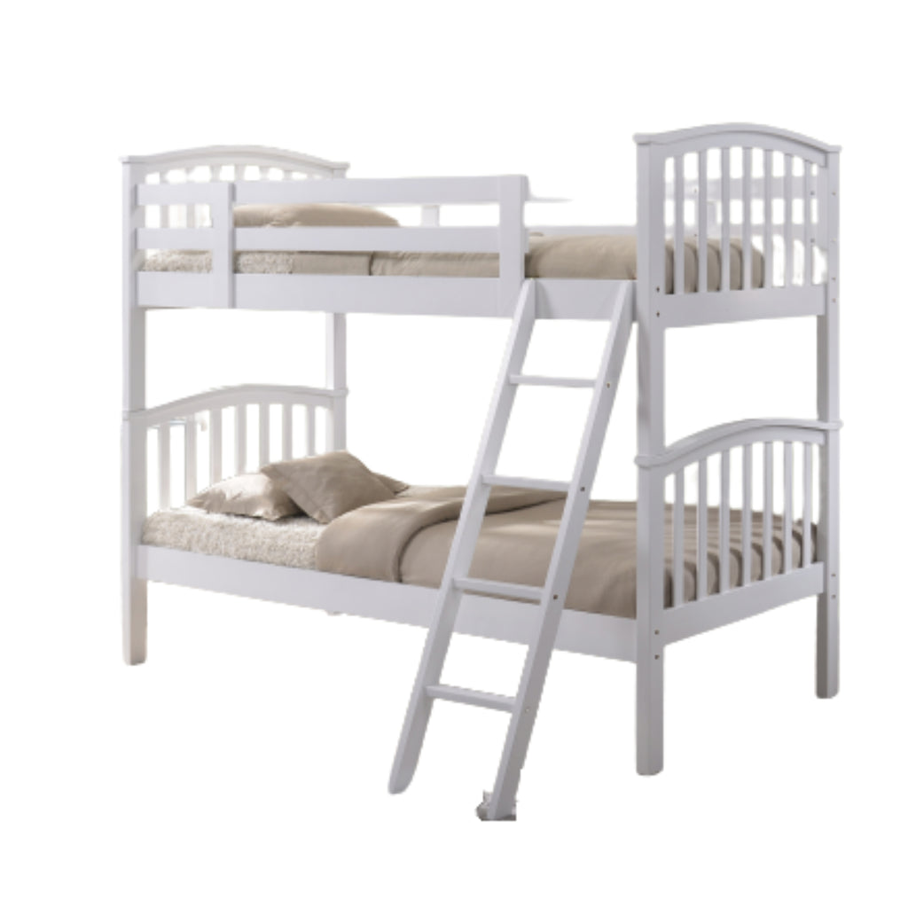 Torsha Rubberwood Stacking Bunk Bed with Underbed Drawers in white on white background