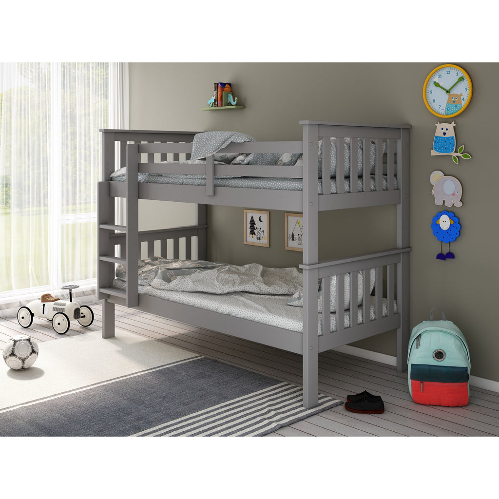 Carra Pine Bunk Bed in grey in furnished room